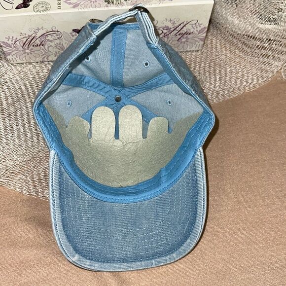 MIGHTY FINE OS UNISEX Vintage Blue Wash Denim Dog Embroidered Baseball Cap - Picture 6 of 12